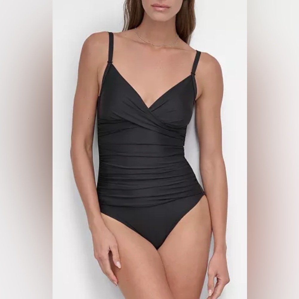 DKNY Crossover Tummy Control 1 pc Swimsuit - Picture 1 of 10